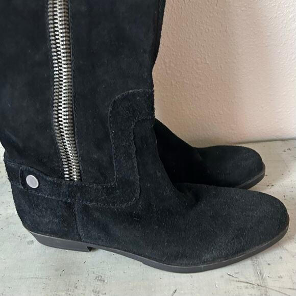 Nine West suede knee high riding boots zippers boho western fall black 6.5 - Picture 2 of 12